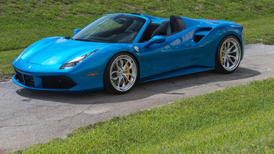 Ferrari 488 Spider | Blu Corza | on HRE S201 | Brushed Clear
