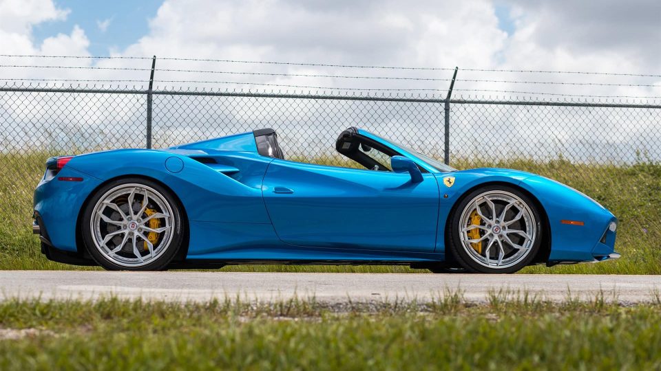 Ferrari 488 Spider | Blu Corza | on HRE S201 | Brushed Clear