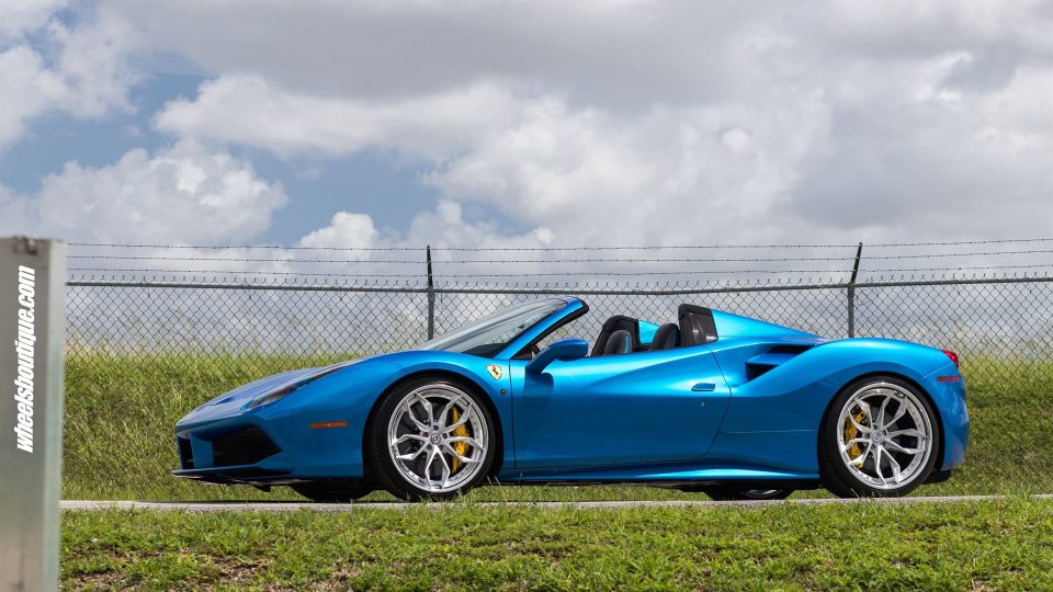 Ferrari 488 Spider | Blu Corza | on HRE S201 | Brushed Clear