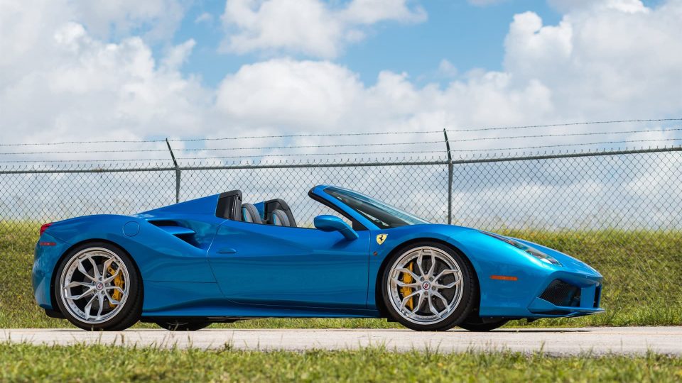 Ferrari 488 Spider | Blu Corza | on HRE S201 | Brushed Clear