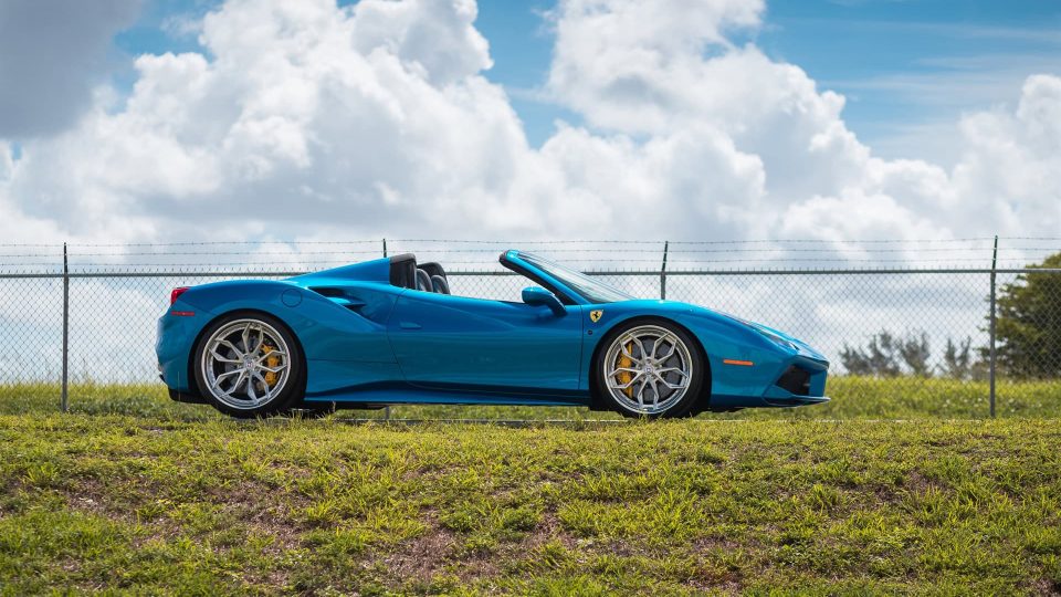 Ferrari 488 Spider | Blu Corza | on HRE S201 | Brushed Clear