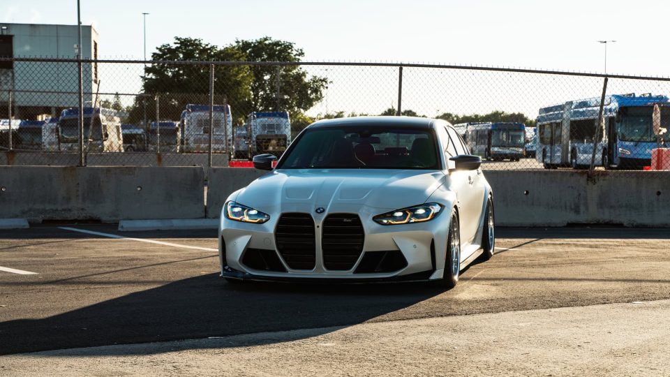BMW G80 M3 | Alpine White | on HRE 520 FMR | Brushed Clear