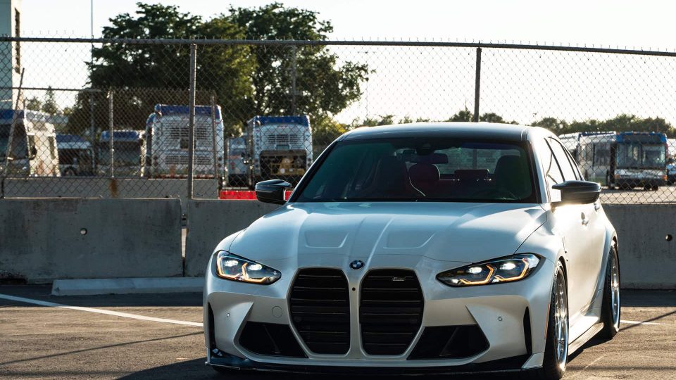BMW G80 M3 | Alpine White | on HRE 520 FMR | Brushed Clear