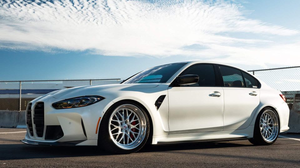 BMW G80 M3 | Alpine White | on HRE 520 FMR | Brushed Clear