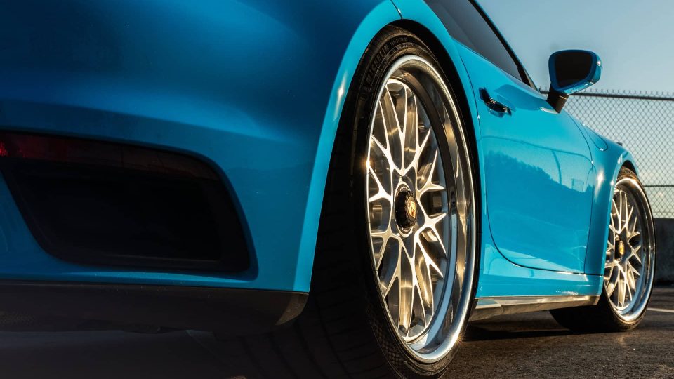 Porsche 992.1 Turbo S | Riviera Blue| on HRE 520 FMR | Brushed Clear